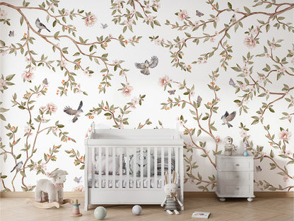 Summer Roses luxury wallpaper in kids room interior — Artehub Egypt