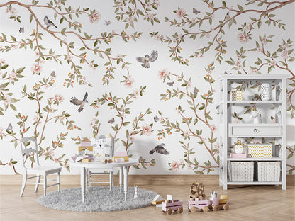 Summer Roses luxury wallpaper in kids room interior — Artehub Egypt