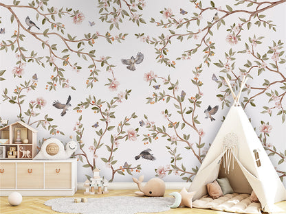 Summer Roses luxury wallpaper in kids room interior — Artehub Egypt