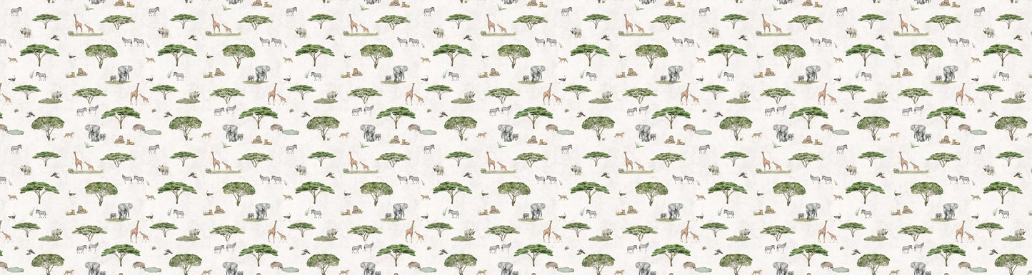 Sunny Savannah - White European wallpaper motif design for kids room — Artehub Egypt