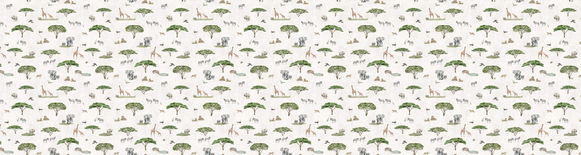 Sunny Savannah - White European wallpaper motif design for kids room — Artehub Egypt