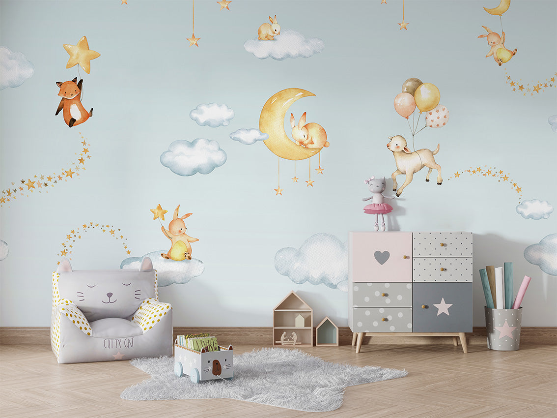 Sweet_Dreams_-_Blue kids room wallpaper interior — premium wallpaper by Artehub Egypt