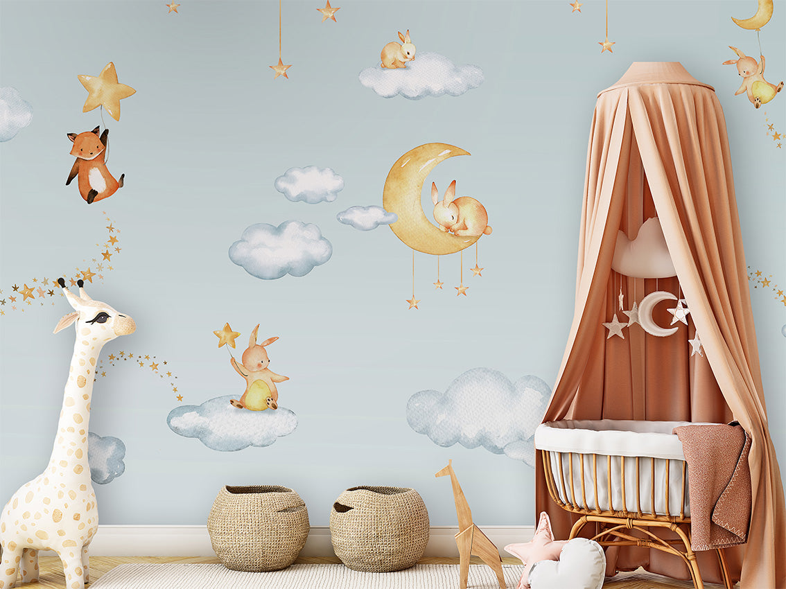 Sweet_Dreams_-_Blue kids room wallpaper interior — premium wallpaper by Artehub Egypt