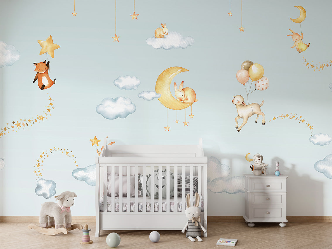 Sweet_Dreams_-_Blue kids room wallpaper interior — premium wallpaper by Artehub Egypt