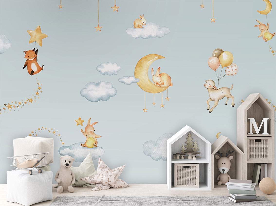 Sweet_Dreams_-_Blue kids room wallpaper interior — premium wallpaper by Artehub Egypt
