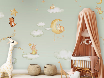 Sweet_Dreams_-_Green kids room wallpaper interior — premium wallpaper by Artehub Egypt