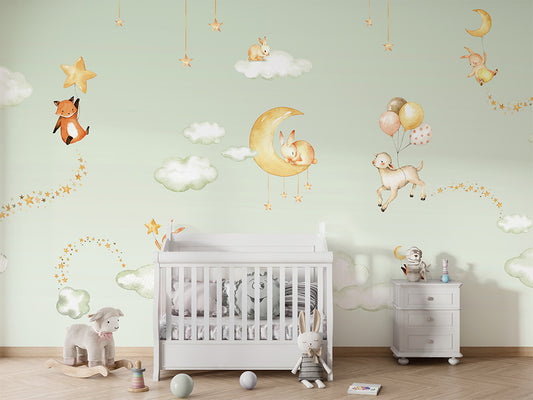 Sweet_Dreams_-_Green kids room wallpaper interior — premium wallpaper by Artehub Egypt