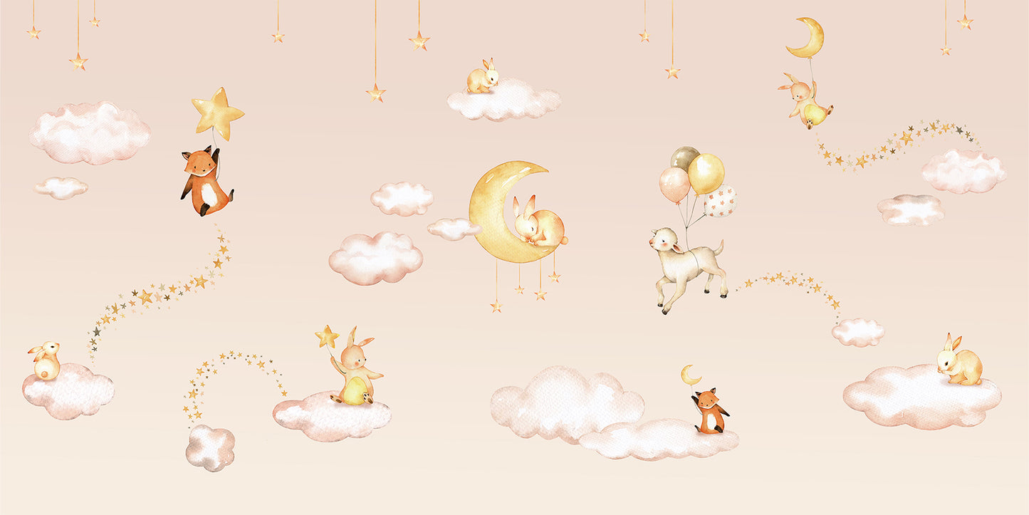 Sweet_Dreams_-_Pink mural wallpaper design — premium kids room wallpaper by Artehub Egypt