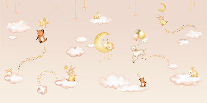 Sweet_Dreams_-_Pink mural wallpaper design — premium kids room wallpaper by Artehub Egypt