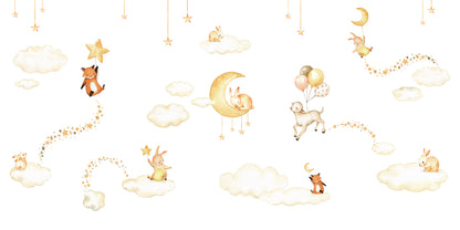 Sweet_Dreams_-_White mural wallpaper design — premium kids room wallpaper by Artehub Egypt