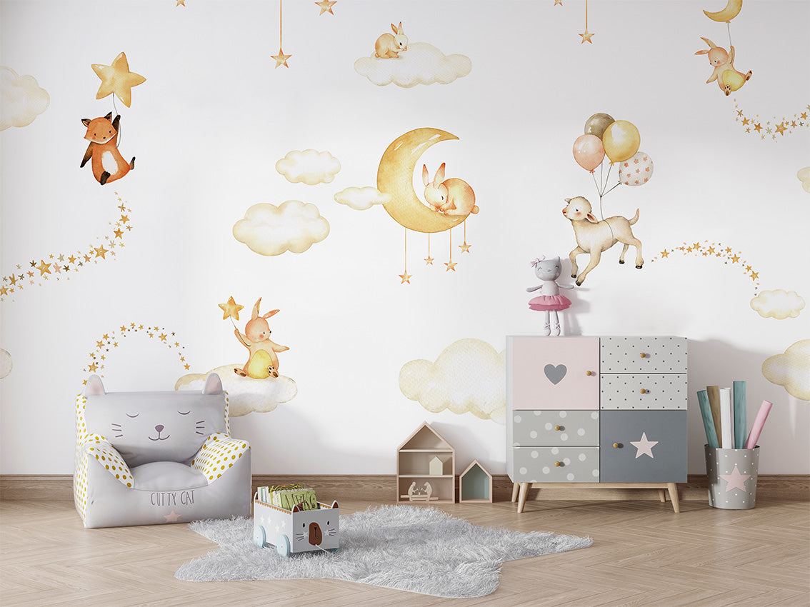 Sweet_Dreams_-_White kids room wallpaper interior — premium wallpaper by Artehub Egypt