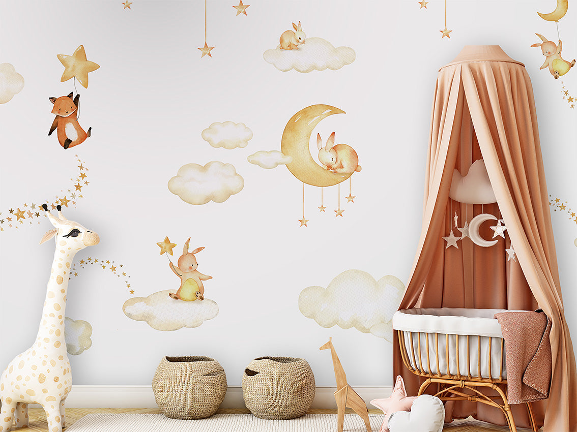 Sweet_Dreams_-_White kids room wallpaper interior — premium wallpaper by Artehub Egypt
