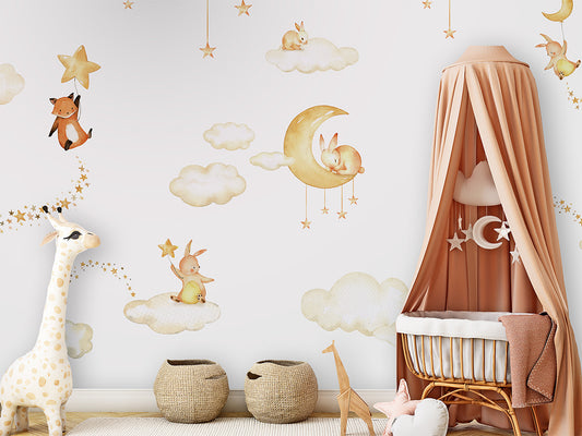 Sweet_Dreams_-_White kids room wallpaper interior — premium wallpaper by Artehub Egypt
