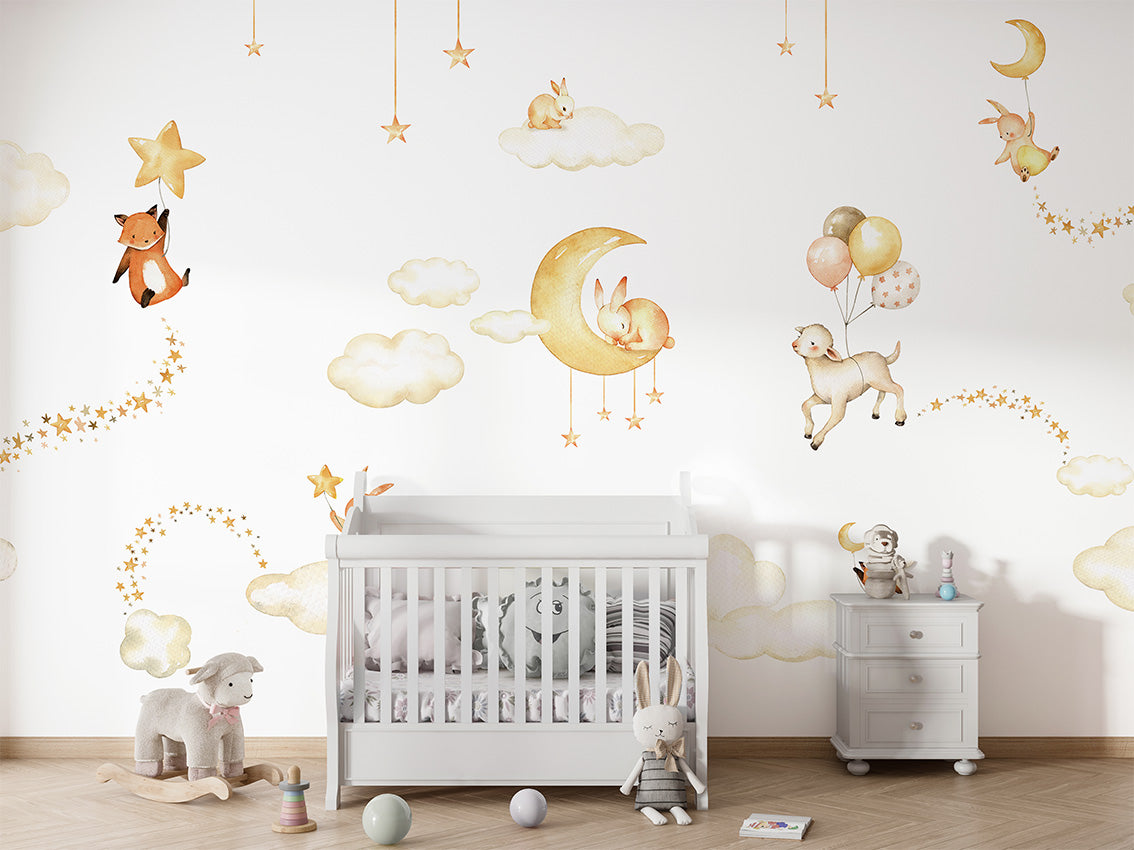 Sweet_Dreams_-_White kids room wallpaper interior — premium wallpaper by Artehub Egypt
