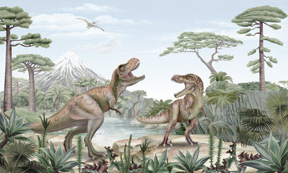 Terrific T-Rex European mural wallpaper design for kids room — Artehub Egypt