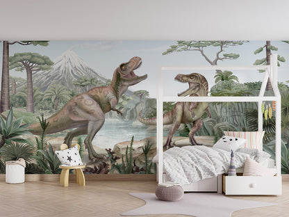 Terrific T-Rex luxury wallpaper in kids room interior — Artehub Egypt