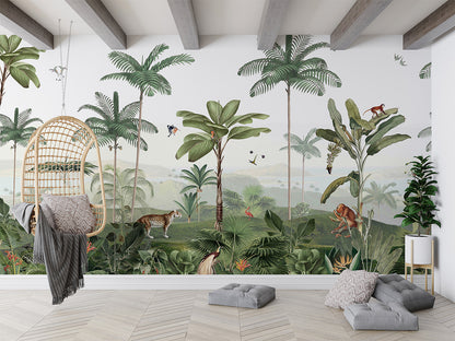 Thrilling Tropics luxury wallpaper in kids room interior — Artehub Egypt