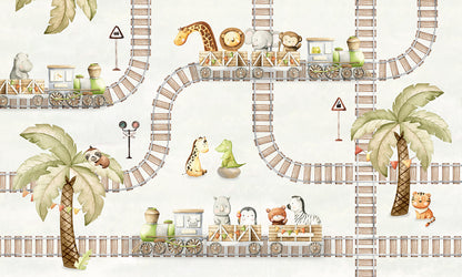 Train_Travels mural wallpaper design — premium kids room wallpaper by Artehub Egypt