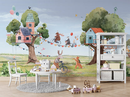 Treehouse_Party kids room wallpaper interior — premium wallpaper by Artehub Egypt