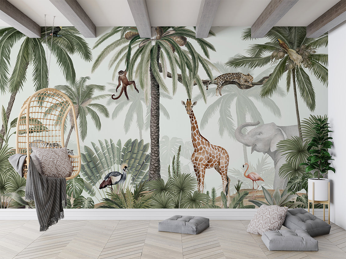 Tropical Jive luxury wallpaper in kids room interior — Artehub Egypt