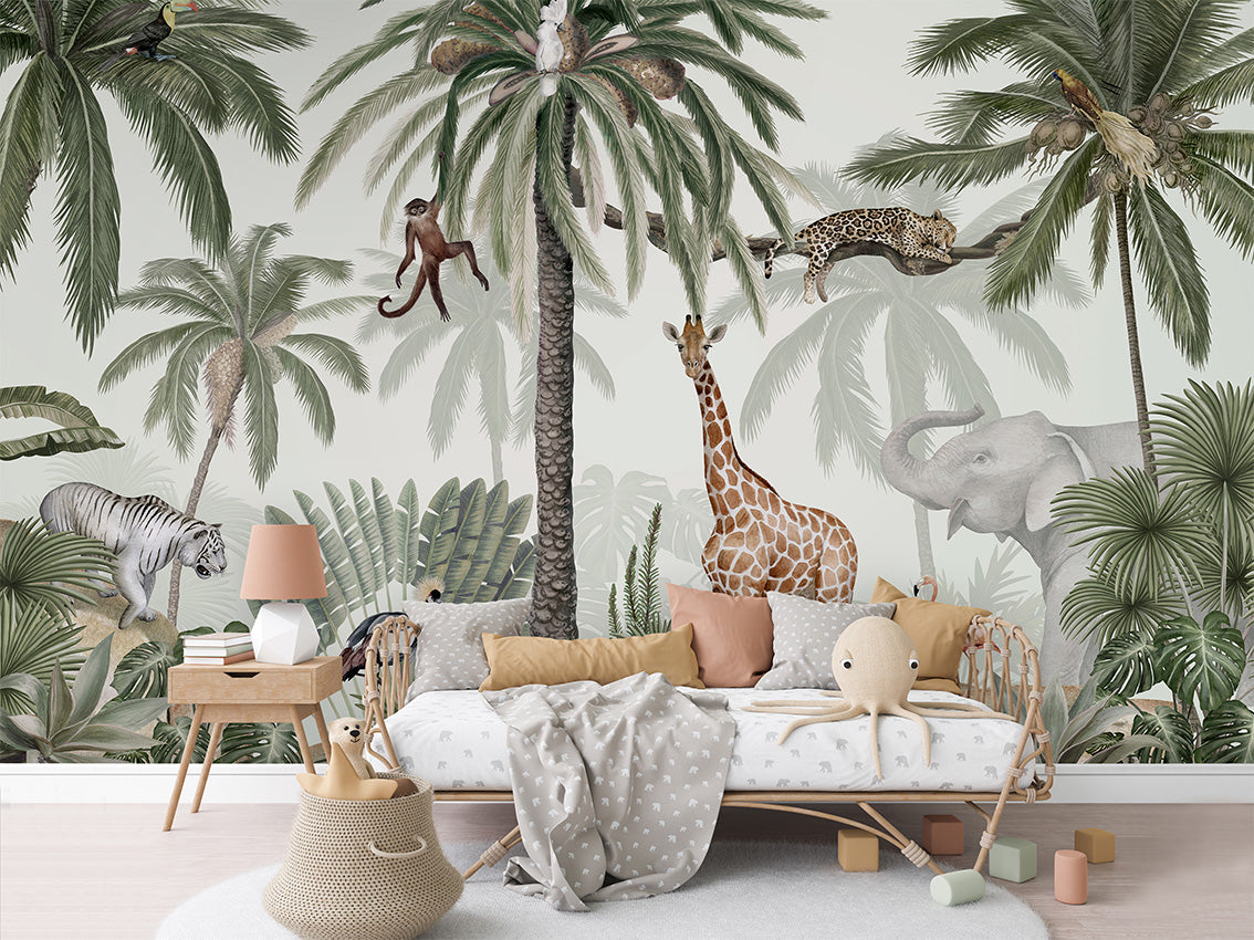 Tropical Jive luxury wallpaper in kids room interior — Artehub Egypt