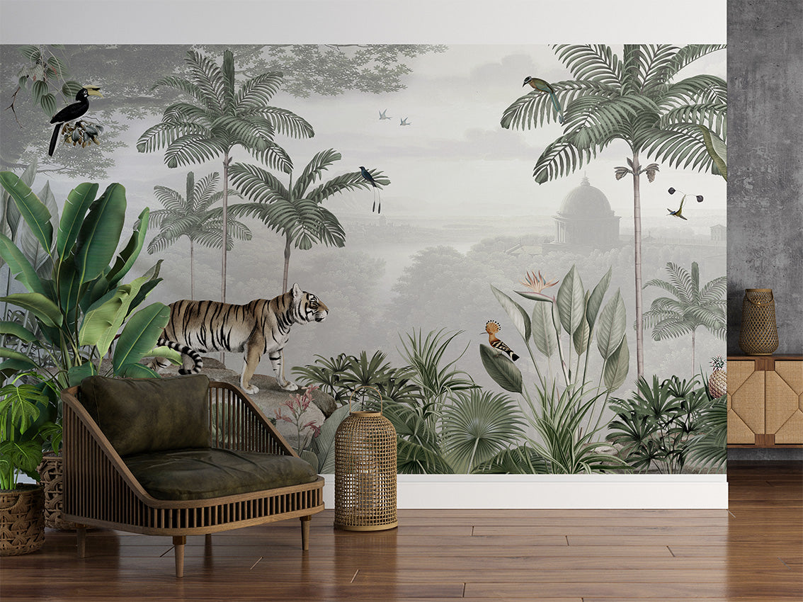 Tropical Tiger luxury wallpaper interior room:livingroom — Artehub Egypt