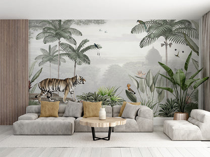 Tropical Tiger luxury wallpaper interior room:livingroom — Artehub Egypt
