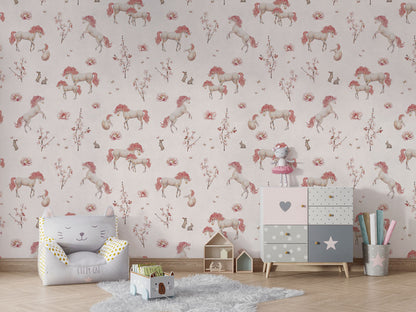 Unique Unicorn - White luxury wallpaper in kids room interior — Artehub Egypt