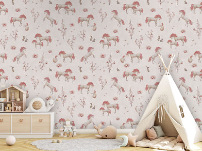 Unique Unicorn - White luxury wallpaper in kids room interior — Artehub Egypt