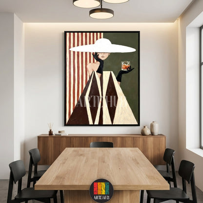  Elegant vintage canvas wall art by Artehub showing a lady in a white hat and geometric dress, adding a touch of sophisticated Egyptian style to any room.

لوحة جدارية كلاسيكية من آرت هب تعرض سيدة بقبعة بيضاء وفستان هندسي، تضيف لمسة من الفخامة لديكور المنازل في مصر.