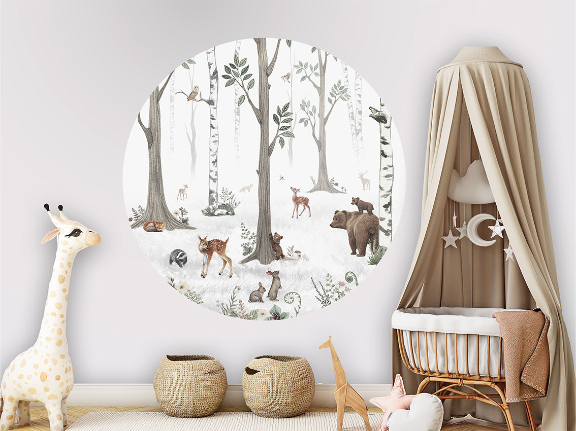 White Forest wall circle sticker by Artehub