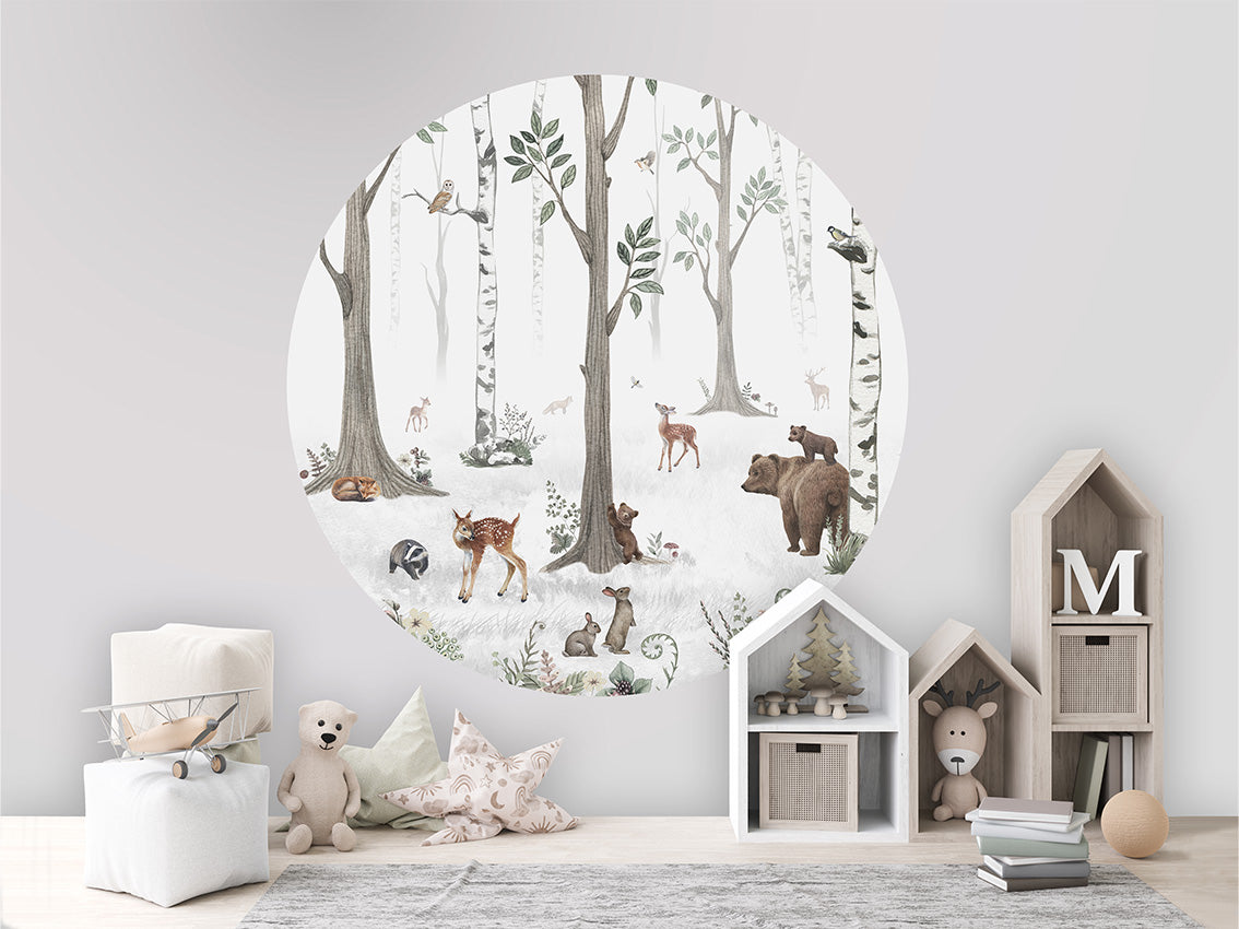 White Forest wall circle sticker by Artehub