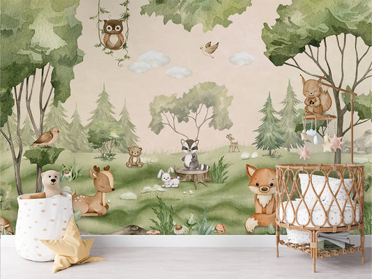 Woodland_Joy kids room wallpaper interior — premium wallpaper by Artehub Egypt