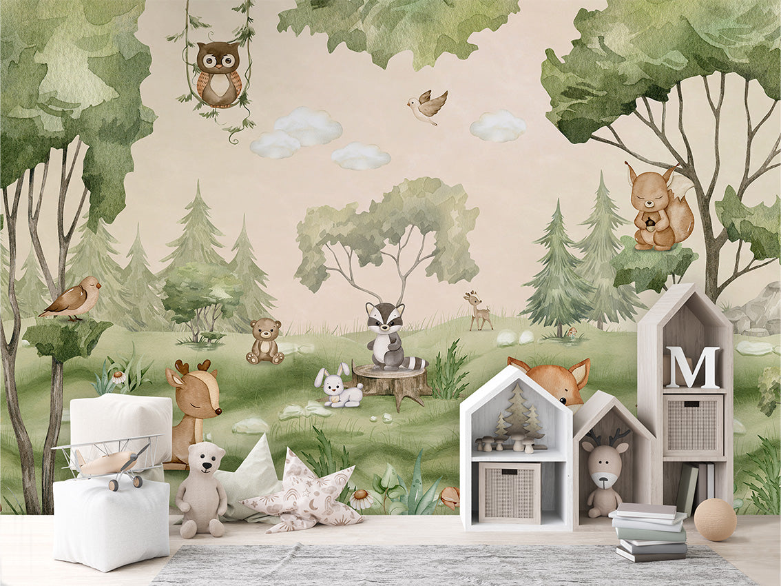 Woodland_Joy kids room wallpaper interior — premium wallpaper by Artehub Egypt