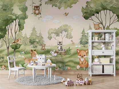 Woodland_Joy kids room wallpaper interior — premium wallpaper by Artehub Egypt