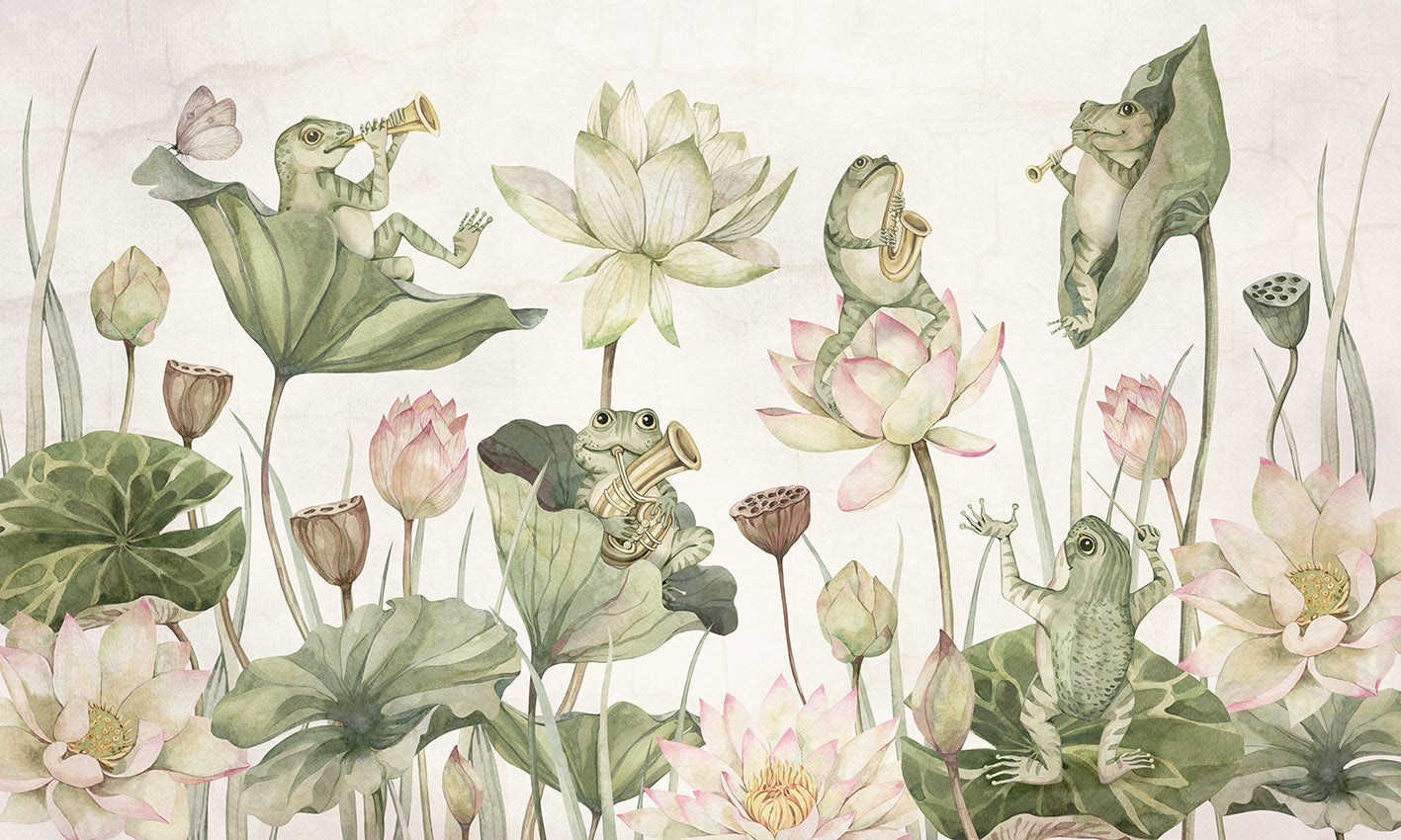 Water Lily Orchestra European mural wallpaper design for kids room — Artehub Egypt