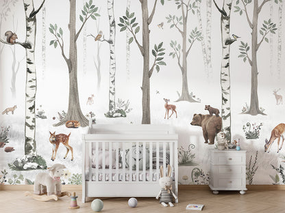 White Forest luxury wallpaper in kids room interior — Artehub Egypt