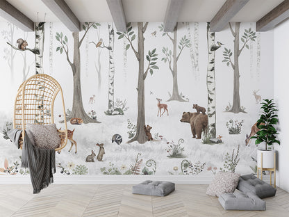 White Forest luxury wallpaper in kids room interior — Artehub Egypt