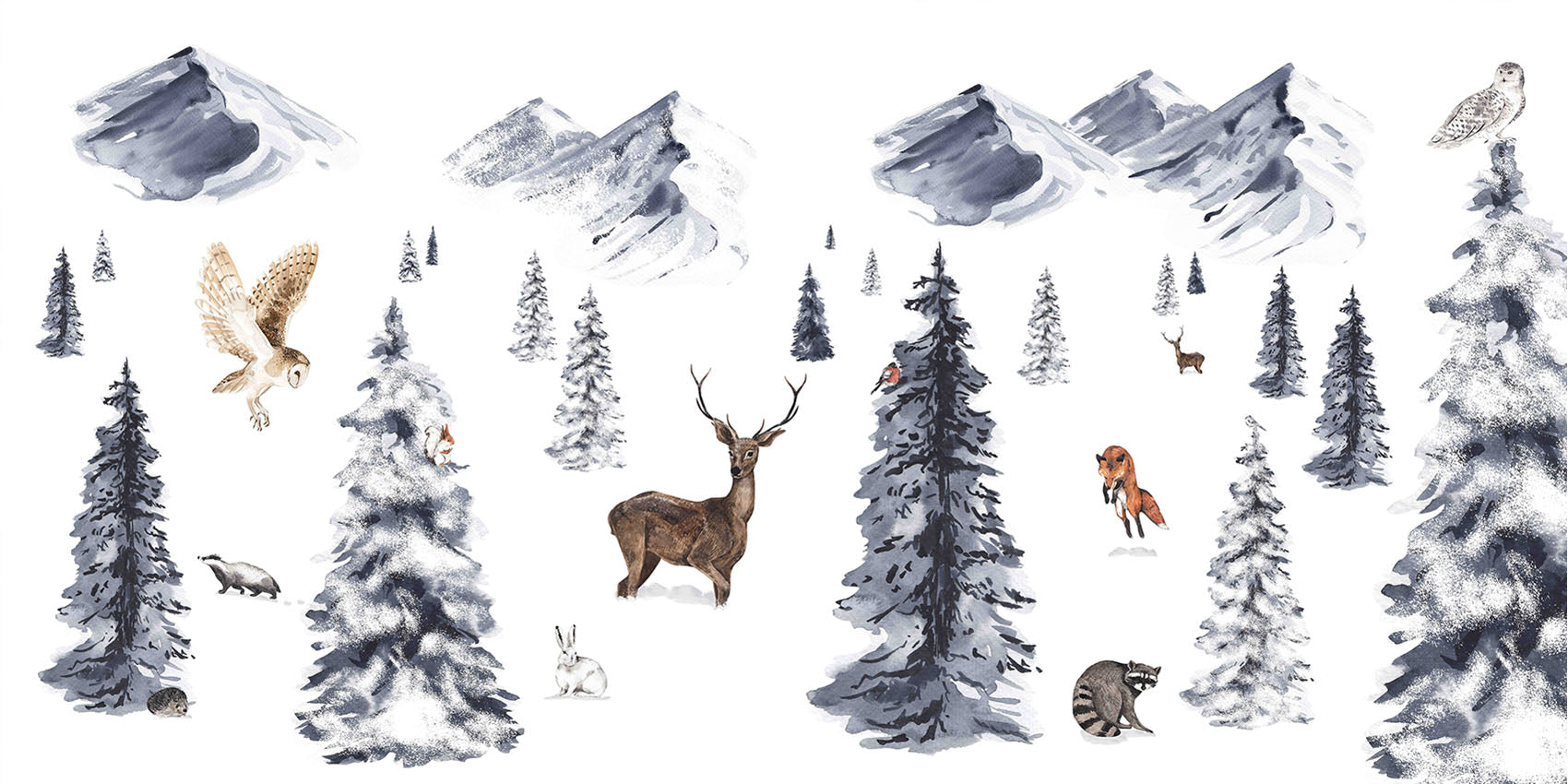 Winter Wonderland European mural wallpaper design for kids room — Artehub Egypt