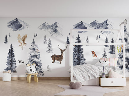 Winter Wonderland luxury wallpaper in kids room interior — Artehub Egypt