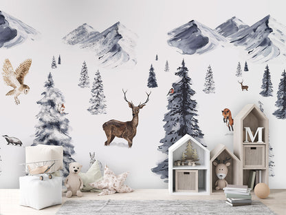 Winter Wonderland luxury wallpaper in kids room interior — Artehub Egypt