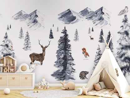 Winter Wonderland luxury wallpaper in kids room interior — Artehub Egypt