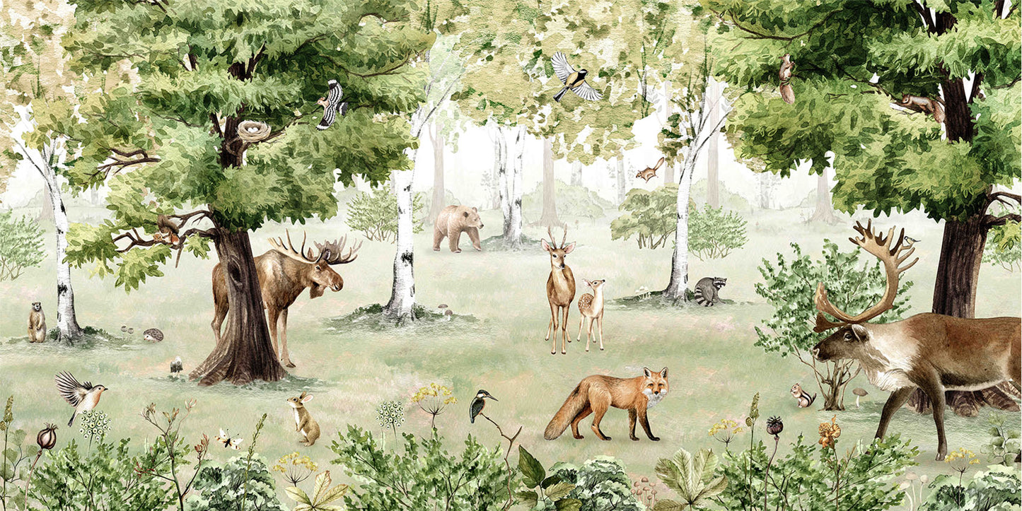 Woodland Wonders European mural wallpaper design for kids room — Artehub Egypt