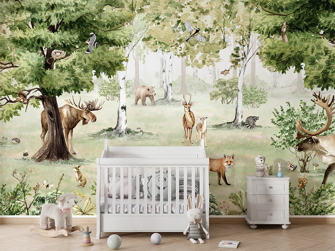 Woodland Wonders luxury wallpaper in kids room interior — Artehub Egypt