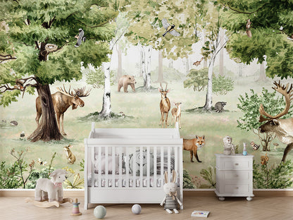 Woodland Wonders luxury wallpaper in kids room interior — Artehub Egypt