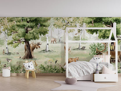 Woodland Wonders luxury wallpaper in kids room interior — Artehub Egypt