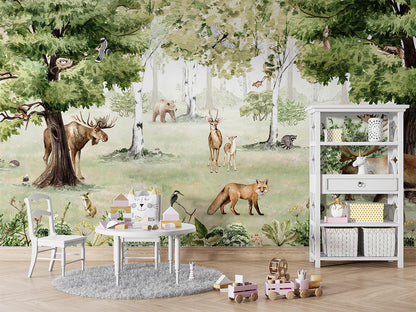 Woodland Wonders luxury wallpaper in kids room interior — Artehub Egypt