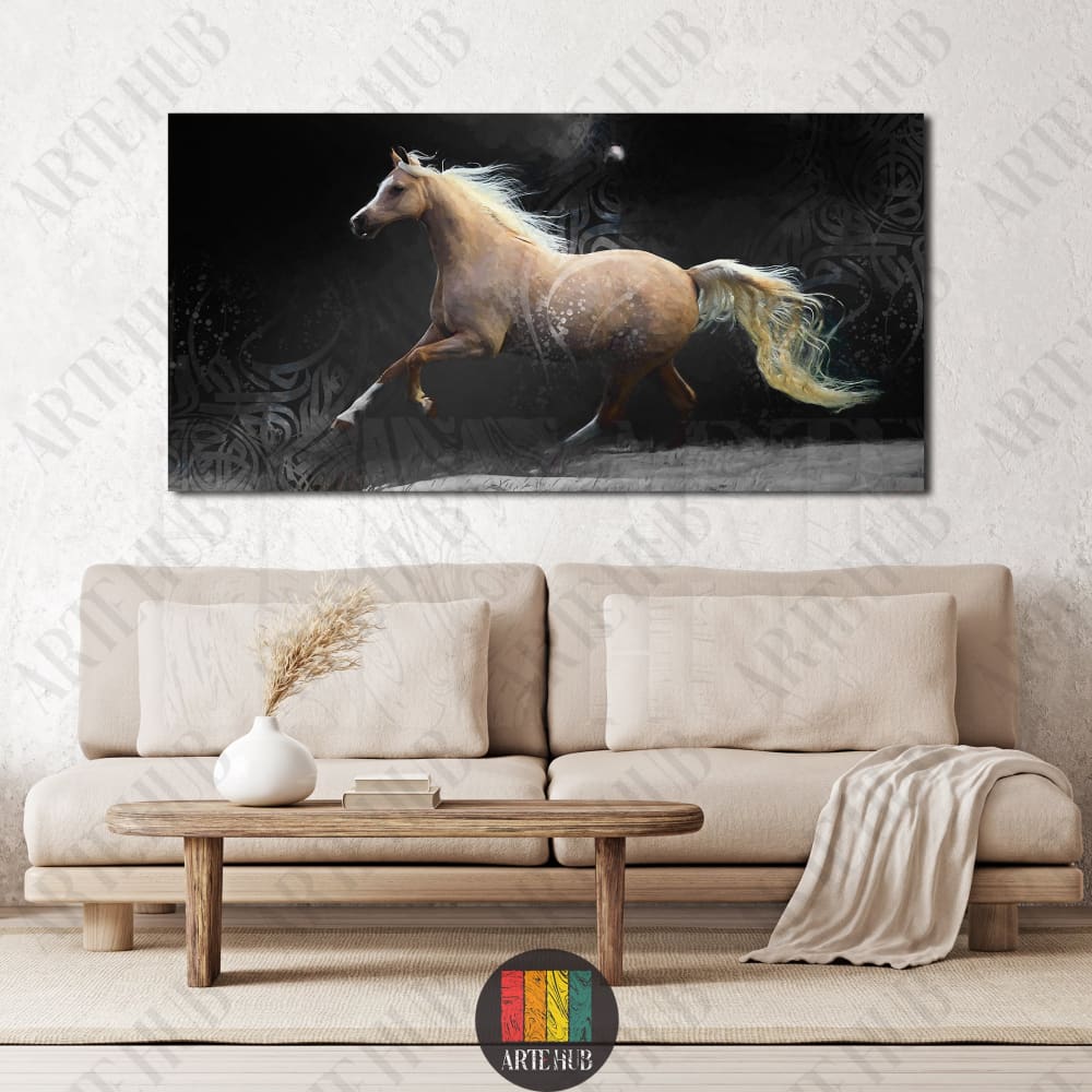 Painted arabic horse in dark mood canvas