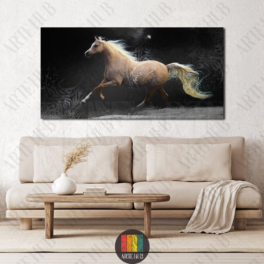 Painted arabic horse in dark mood canvas