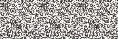 Doodle Parade wallpaper artwork with playful black lines, abstract shapes and dots on a warm ivory background.